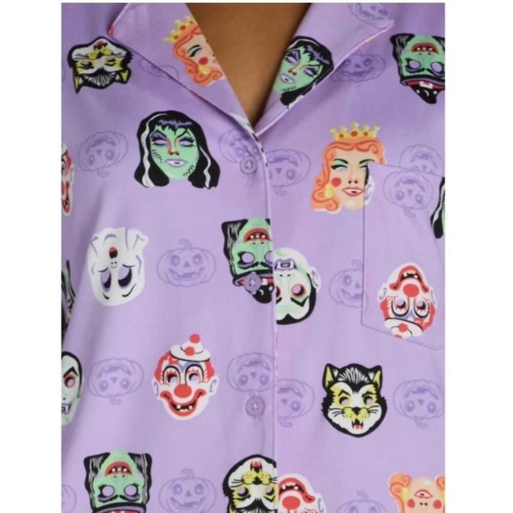 Halloween Women’s Retro Monster Print Pajama Set Way to Celebrate New - Picture 4 of 11